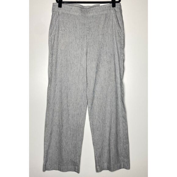 New Chico's Linen-Blend Stretch Stripe Wide Leg Pant Women's Large (Chico's 2) - Picture 1 of 9